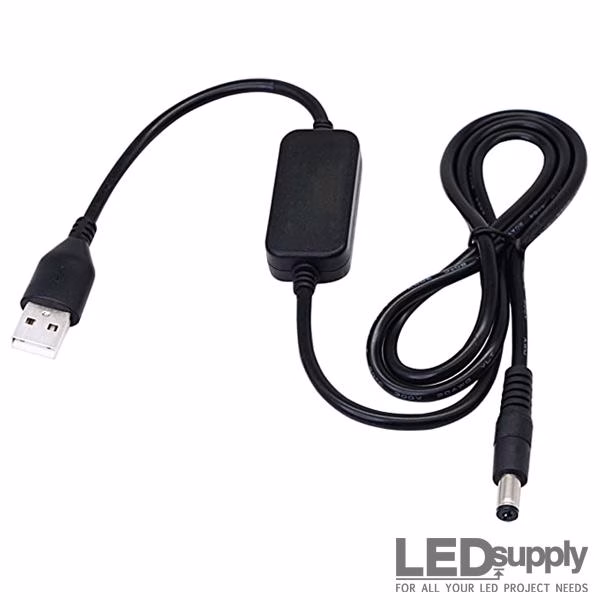 Generic 5V-to-12V USB Converter Step-Up Cable 1 كابل عام 5V-to-12V USB Converter أسود بموصل أسطواني موجب الوسط