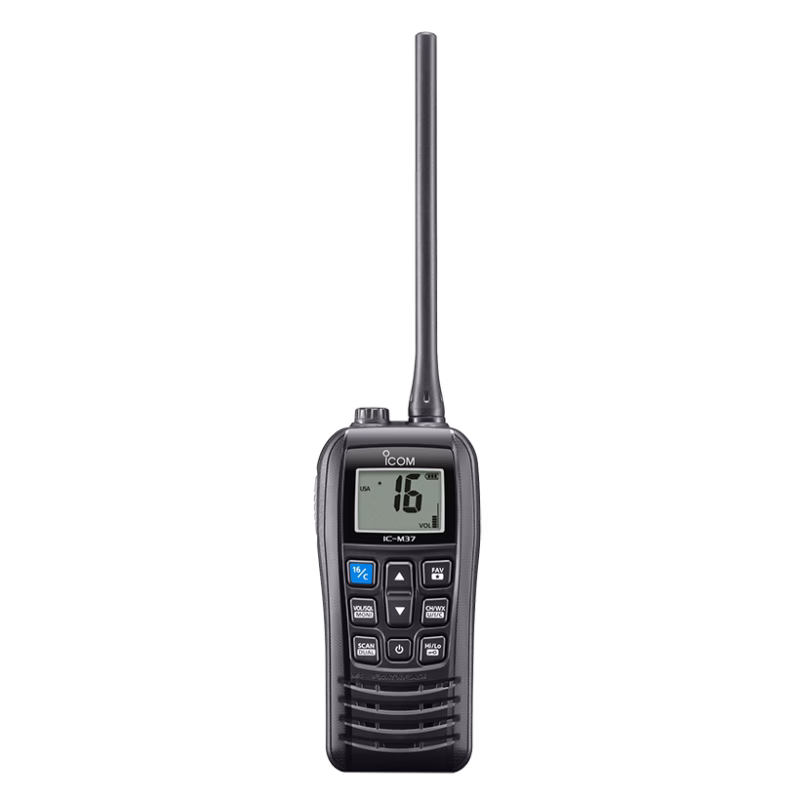 Icom IC-M37 – لاسلكي بحري VHF مقاوم للماء IP57 3 جهاز لاسلكي بحري Icom IC-M37 محمول بتصنيف حماية IP57