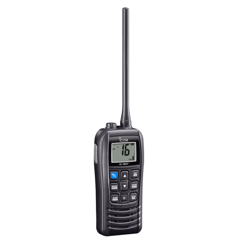 Icom IC-M37 – لاسلكي بحري VHF مقاوم للماء IP57 4 جهاز لاسلكي بحري Icom IC-M37 محمول بتصنيف حماية IP57