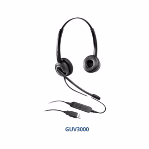 سماعة رأس USB Grandstream GUV3000 بحزام رأس قابل للتعديل وميكروفون عازل للضوضاء